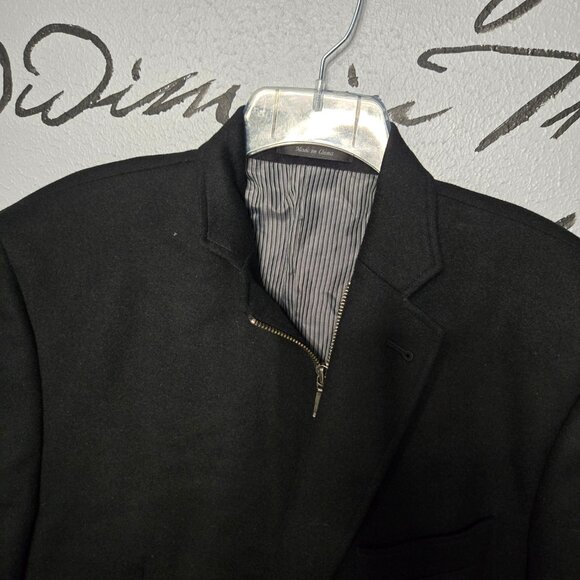 Calvin Klein Black Men Wool Silk Cashmere Zip Up Blazer, Work Casual, 42L - Picture 6 of 7